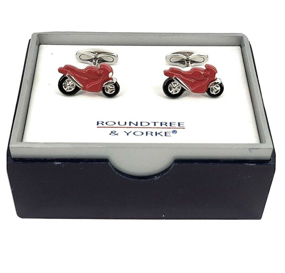 Mens Red Motorcycle Cuff Links Wedding Business Crotch Rocket Enamel Painted